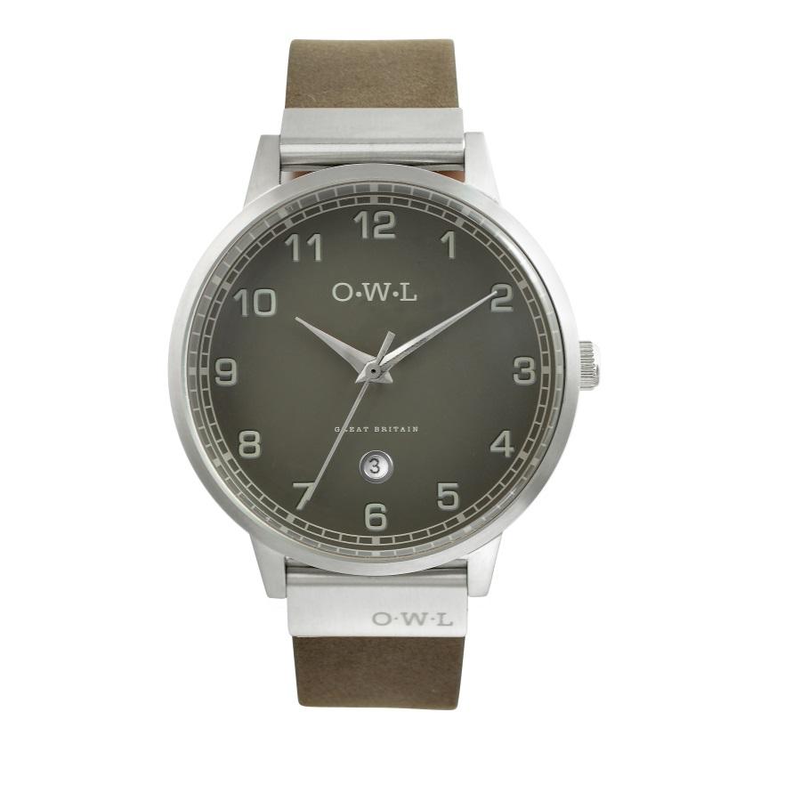 BRANCASTER STEEL & STONE GREY DIAL & LEATHER STRAP WATCH - OWL watches